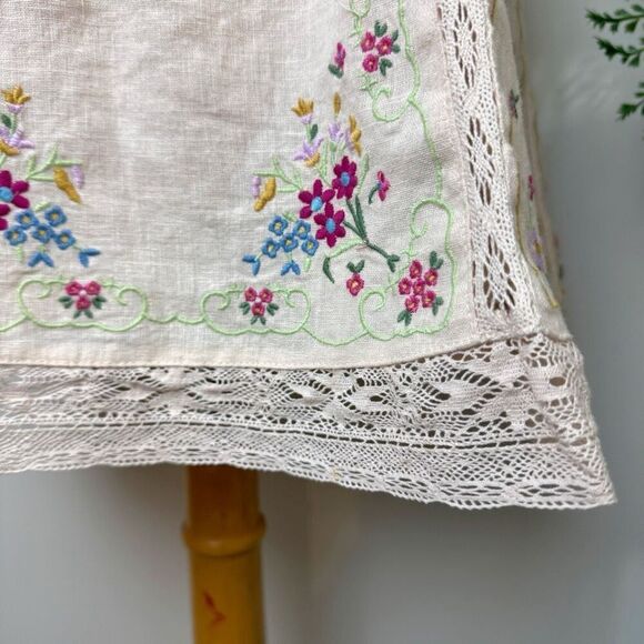 Anthropologie Linen Blend Puff Sleeve v neck mini dress | 6 | NWT New | TikTok t - Picture 6 of 16